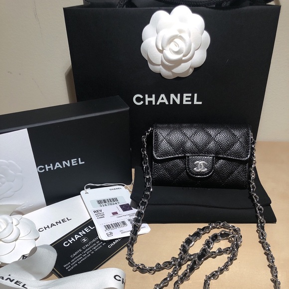 CHANEL Handbags - NEW Chanel Classic Flap Wallet with Chain (black caviar shw)